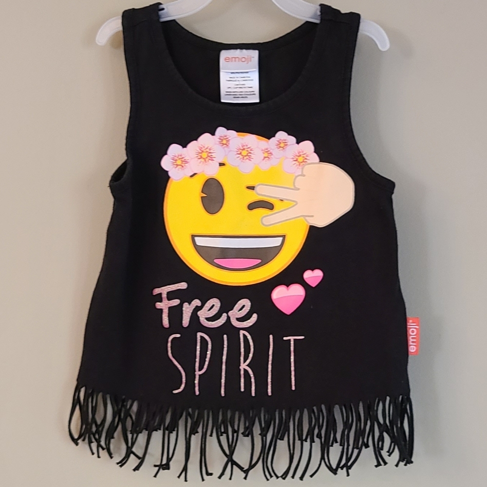 Emoji black fringe bottom tank top